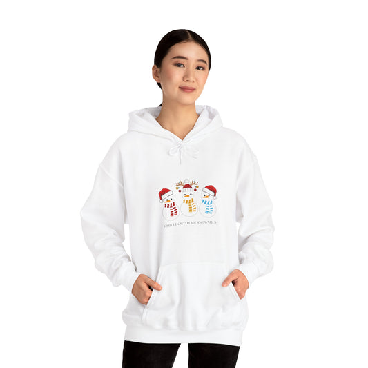 Chillin' with Snowmen Hooded Sweatshirt - Cozy Winter Wear