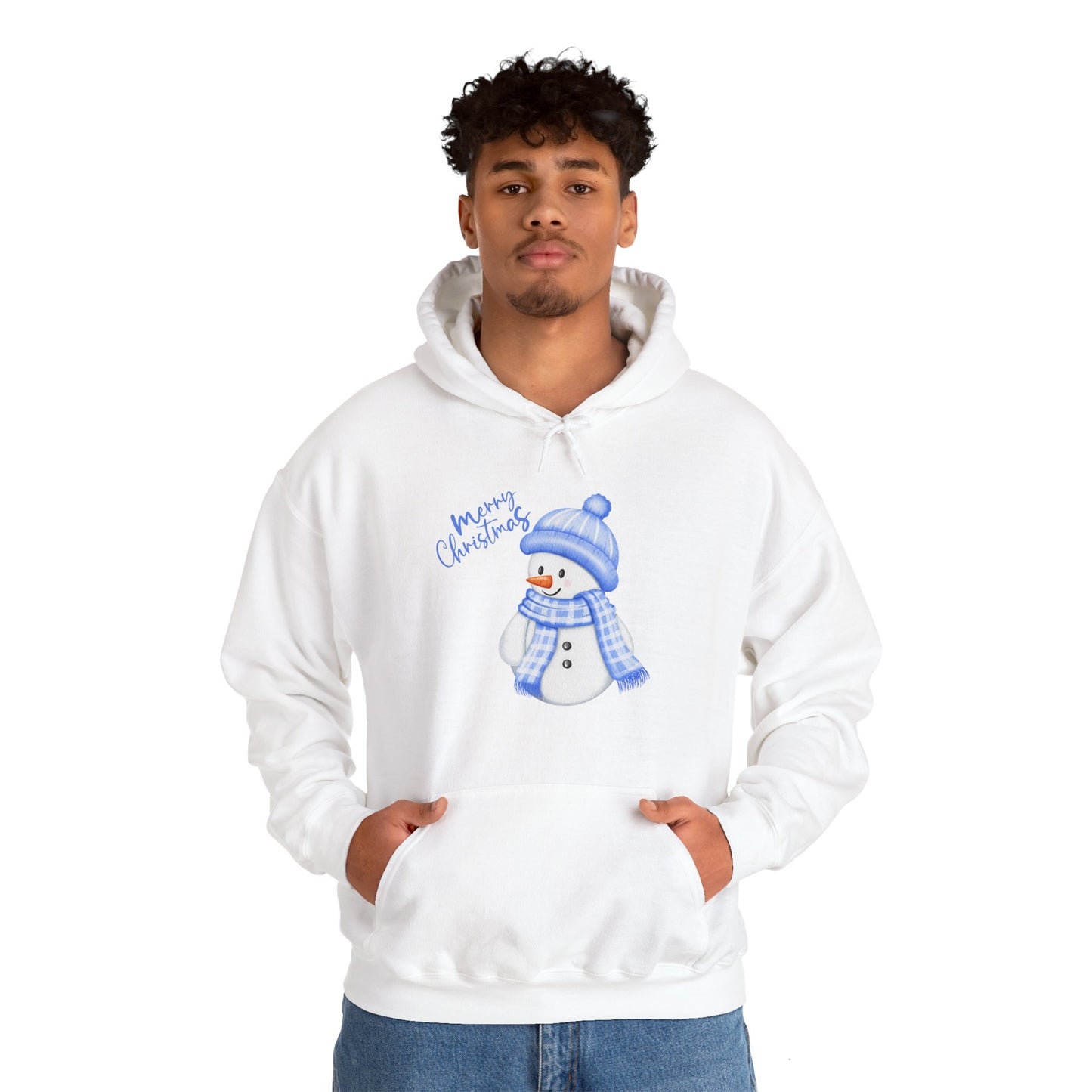 Merry Christmas Snowman Hoodie | Unisex Heavy Blend Hooded Sweatshirt